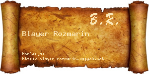 Blayer Rozmarin névjegykártya